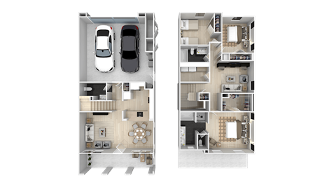 Floor plan for 3 beds, 2.5 baths, 1554 sqft